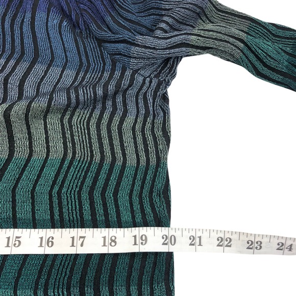 Chico's Multicolor Ombre Ribbed Wave Knit Open Front Cardigan Sweater Size M - Picture 13 of 14